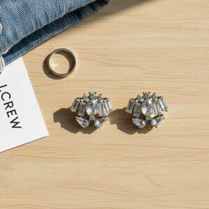 J Crew Rhinestone Antiqued Cluster Statement earrings pushback